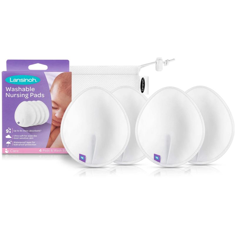 Lansinoh Breastfeeding Washable Nursing Pads текстильні лактаційні прокладки 4 кс