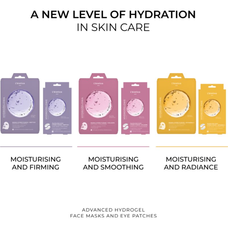 L’biotica PGA Hydro Fusion + Collagen intenzívna hydrogélová maska s vyhladzujúcim efektom 1 ks (obrázok 4)