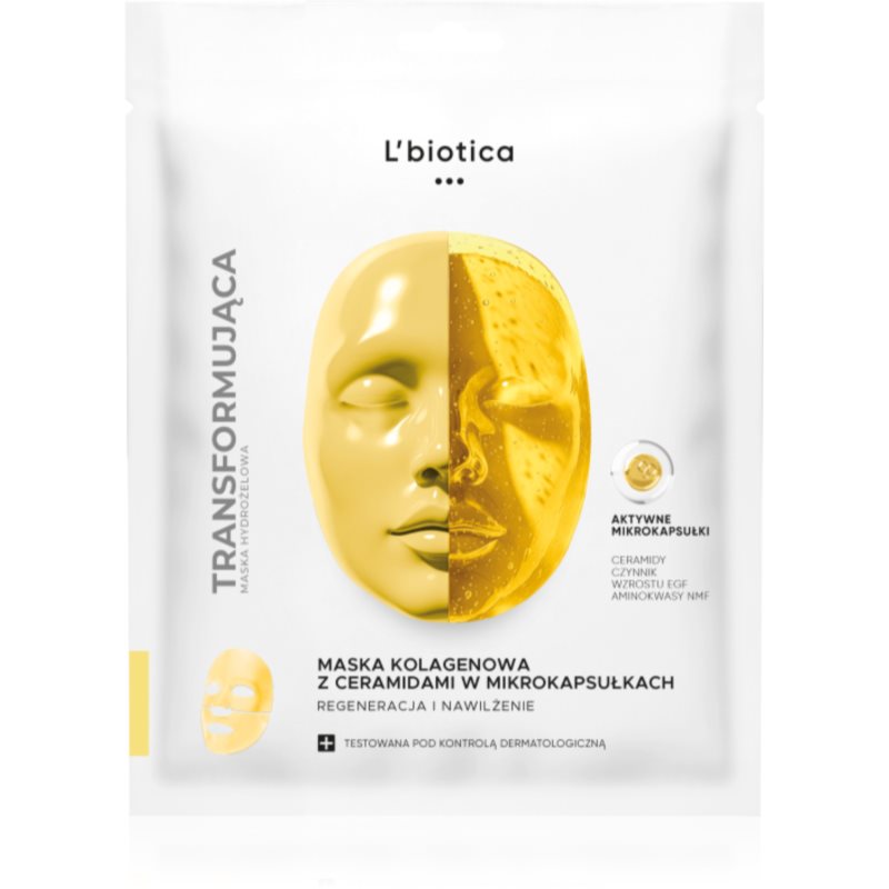 L’biotica Transforming Collagen Mask with Ceramides in Microcapsules kolagenová maska na regeneráciu a výživu pleti 1 ks