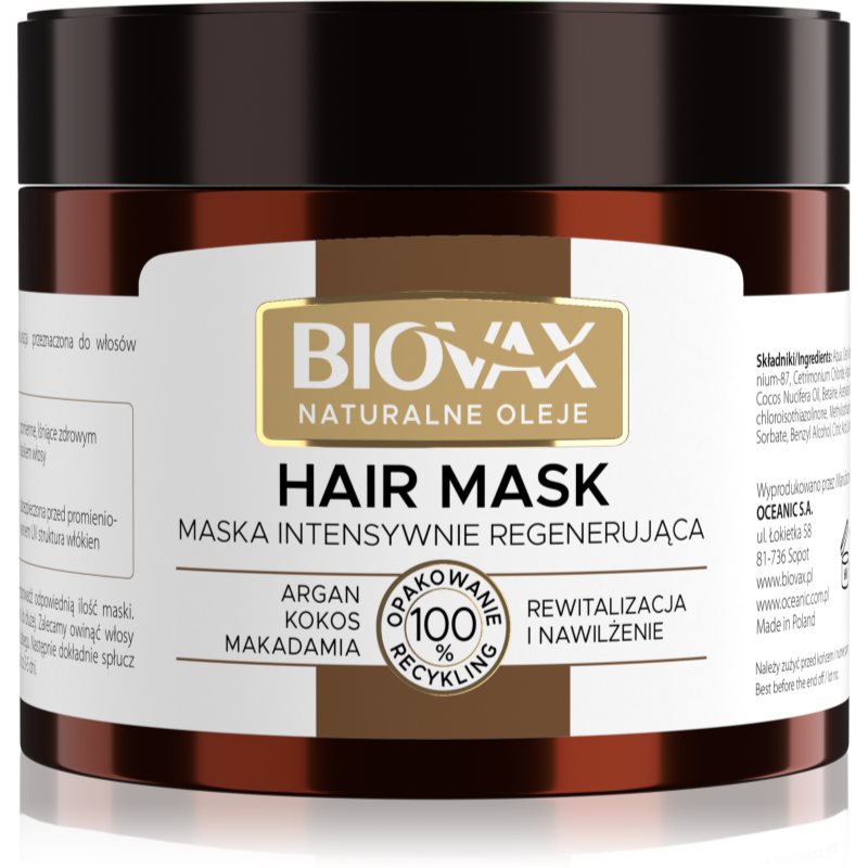 L’biotica Biovax Natural Oil Revitalisierende Maske für ein perfektes Aussehen der Haare 250 ml