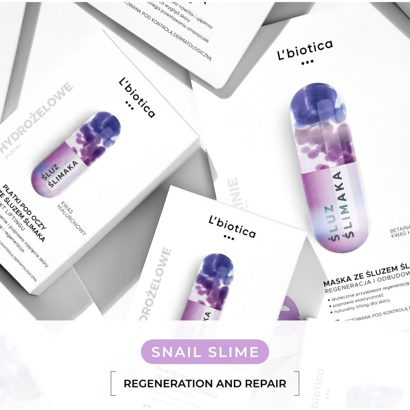 L’biotica Eye Patches Rejuvenating vyhladzujúca očná maska s extraktom zo slimáka 1 ks