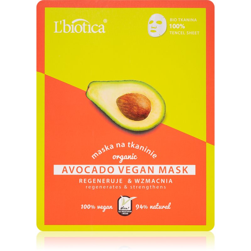 

L’biotica Vegan Organic Avocado тканинна маска з відновлюючим ефектом