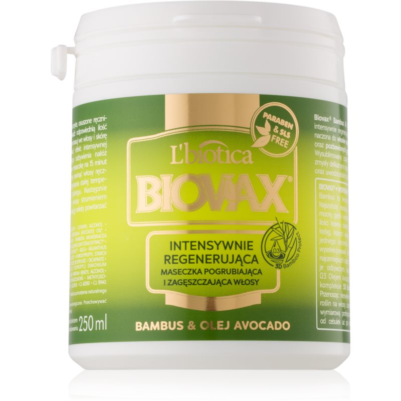 L’biotica Biovax Bamboo & Avocado Oil regeneruojamoji kaukė plaukams 250 ml