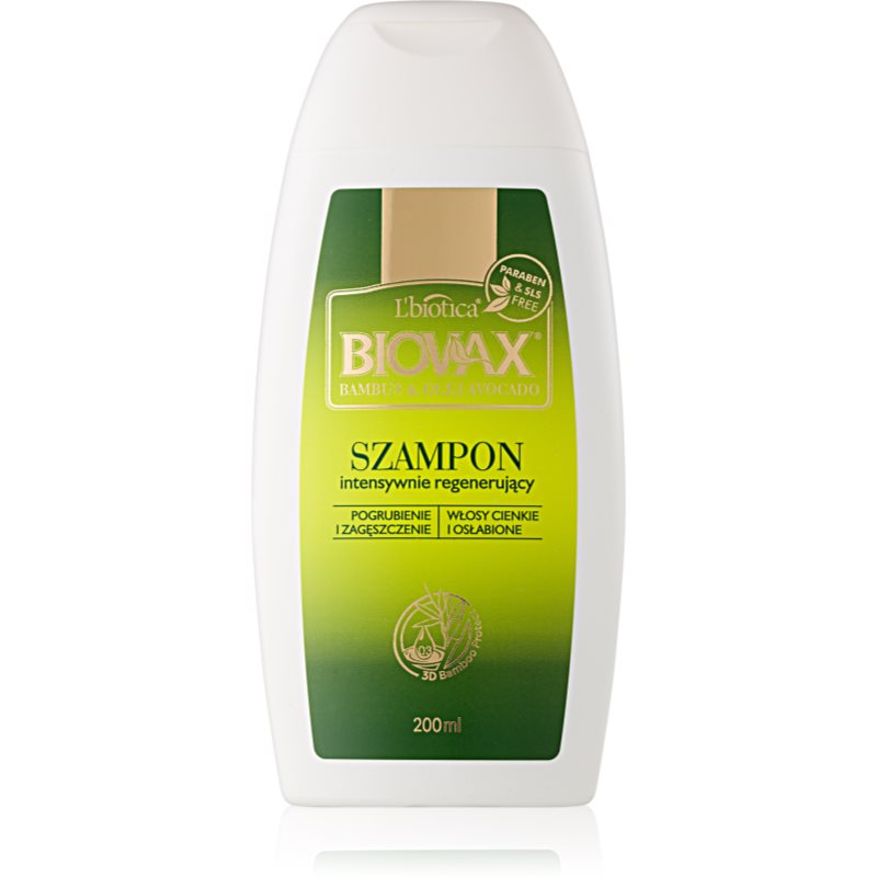 L’biotica Biovax Bamboo & Avocado Oil regeneruojamasis šampūnas silpniems ir pažeistiems plaukams 200 ml