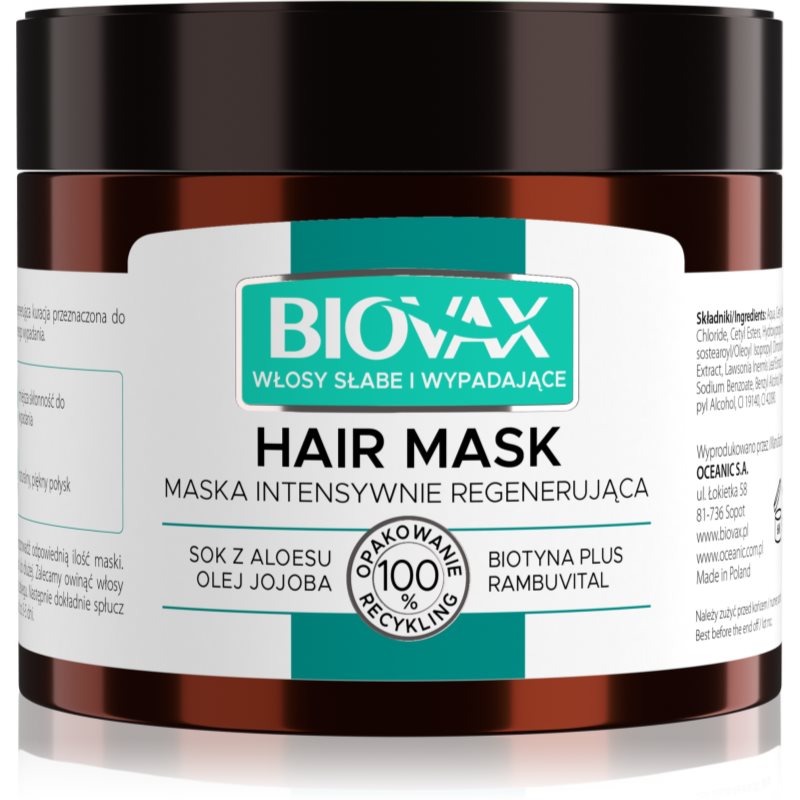 L’biotica Biovax Falling Hair maska za učvršćivanje protiv gubitka kose 250 ml