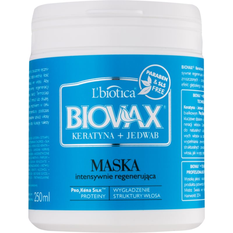 L’biotica Biovax Keratin & Silk regeneruojamoji kaukė šiurkštiems plaukams 250 ml