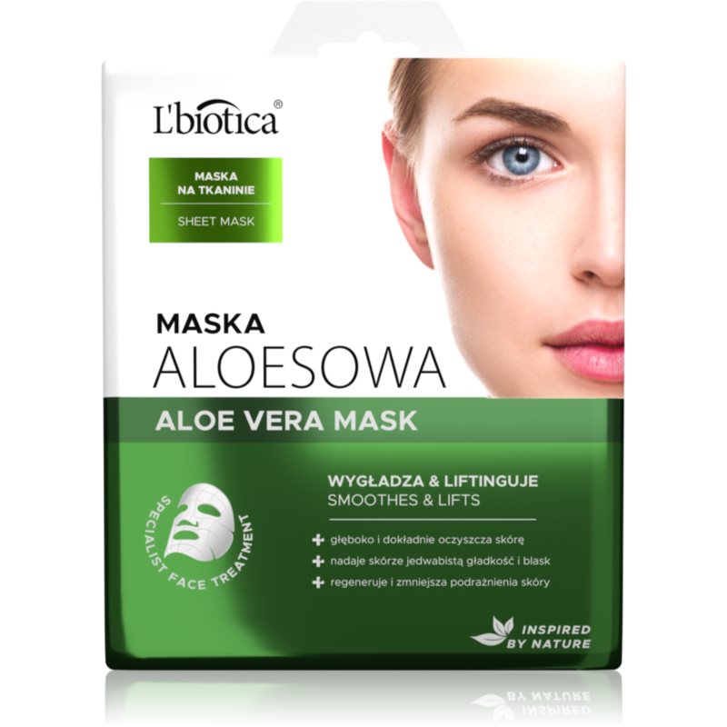 L’biotica Masks Aloe Vera maska iz platna z regeneracijskim učinkom 23 ml