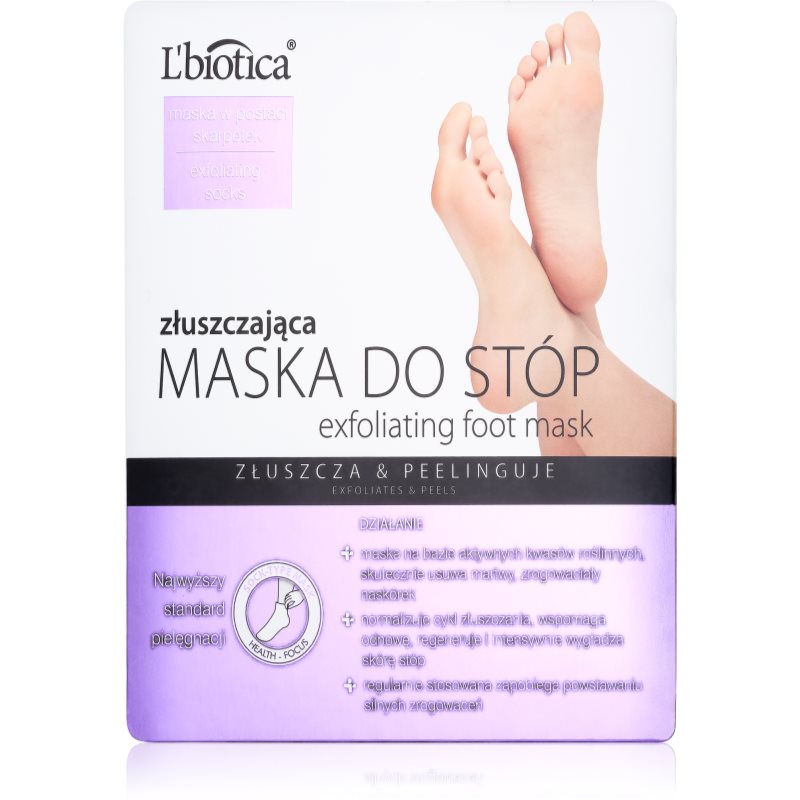 L’biotica Masks eksfoliacijske nogavice za mehčanje in vlaženje kože stopal kos