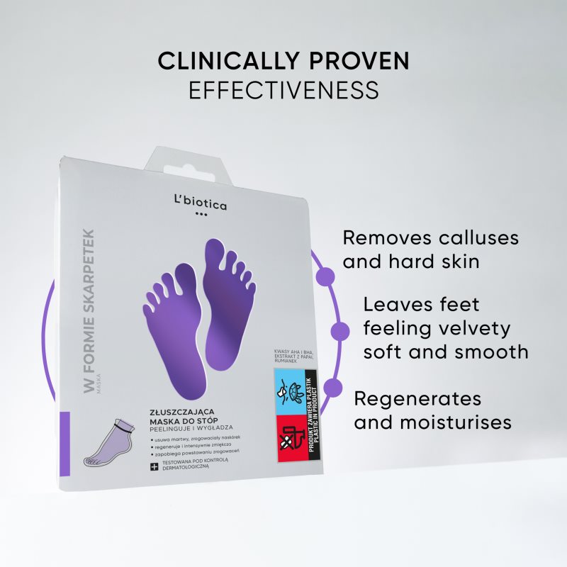 L’biotica Masks exfoliačné ponožky pre zjemnenie a hydratáciu pokožky nôh 1 pár