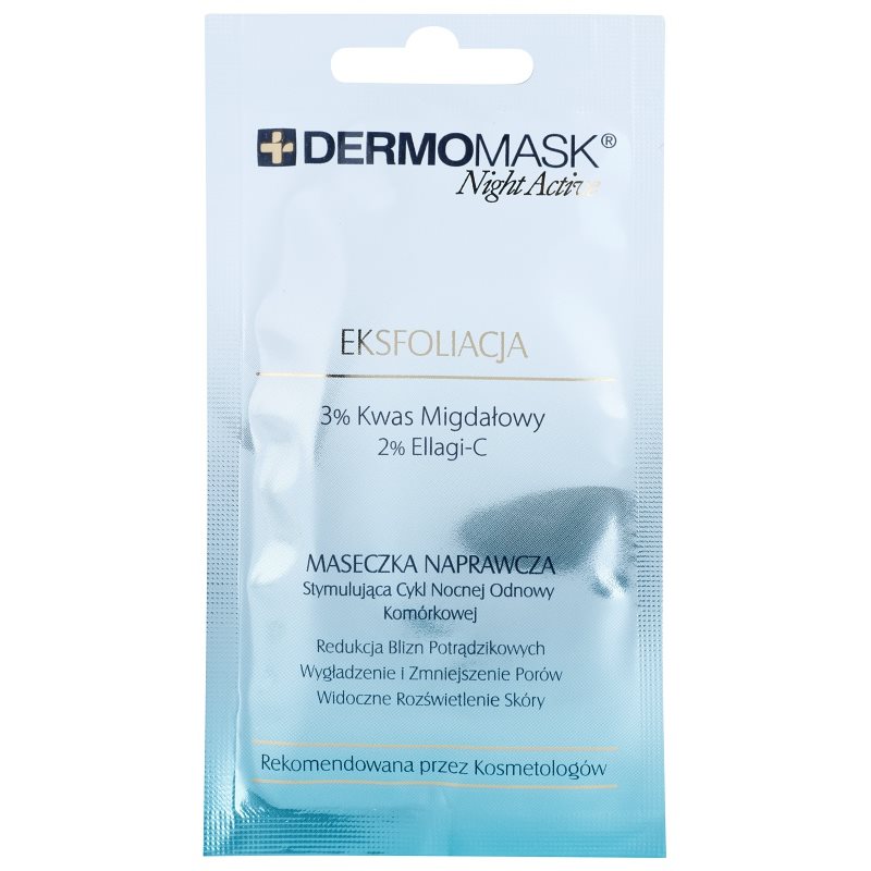 L’biotica DermoMask Night Active eksfoliacinė kaukė odos paviršiui atkurti 12 ml