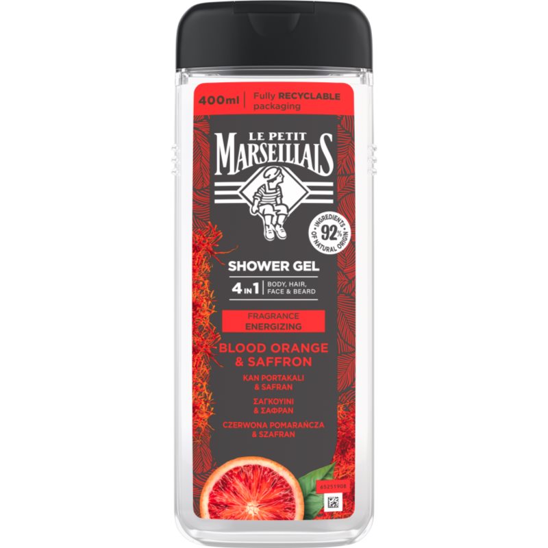 Le Petit Marseillais Blood Orange & Saffron gel de ducha 4 en 1 para hombre 400 ml