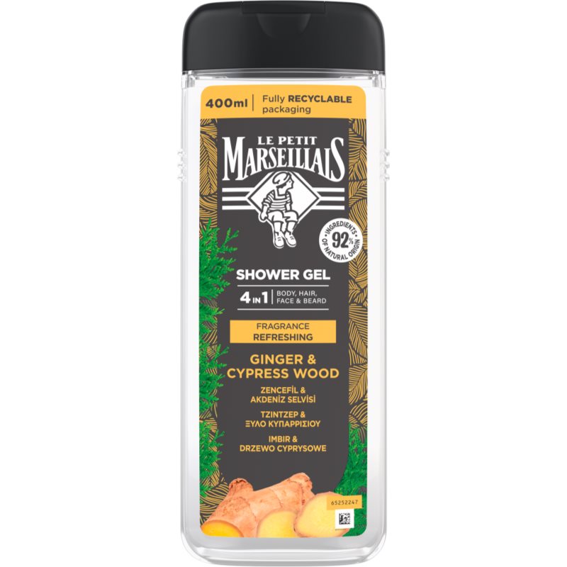 Le Petit Marseillais Ginger & Cypress Wood sprchový gél 4 v 1 pre mužov 400 ml