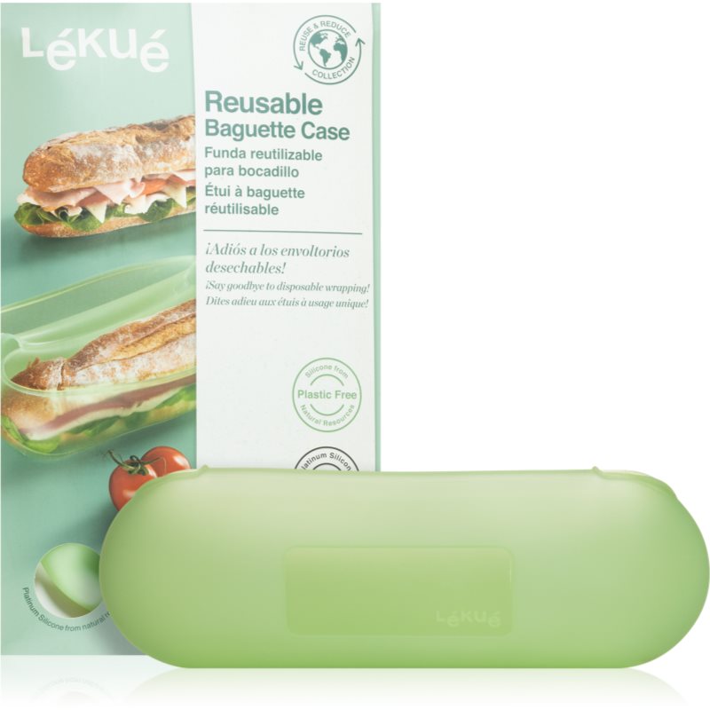 Lékué Reusable Baguette Case Silicone Case For Baguettes Colour Translucent Green 1 Pc