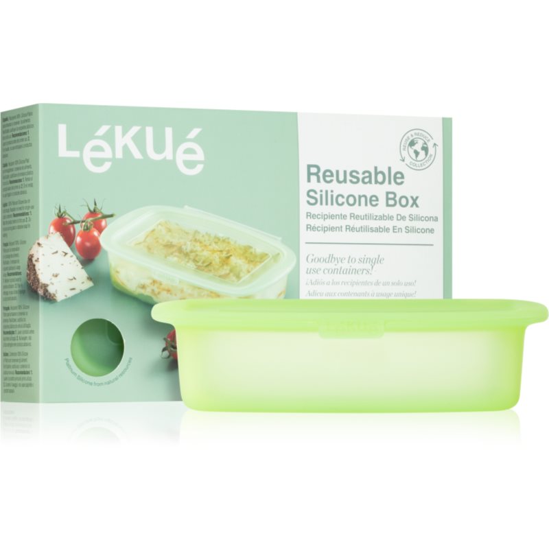 Lékué Reusable Silicone Box контейнер для зберігання харчових продуктів колір Translucent Green 500 мл