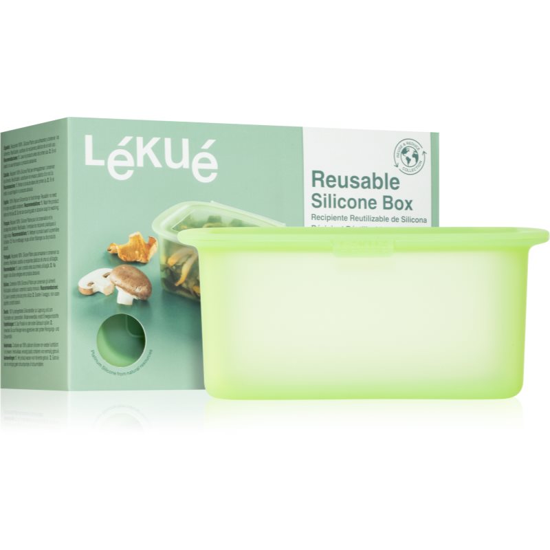 Lékué Reusable Silicone Box контейнер для зберігання харчових продуктів колір Translucent Green 1000 мл