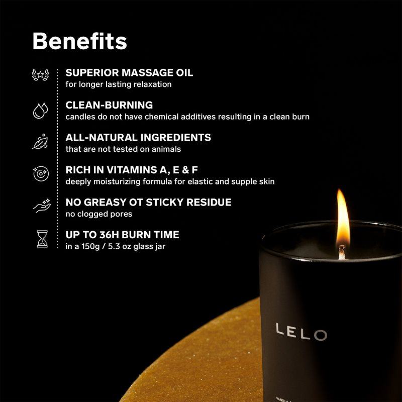Lelo Flickering Touch Massage Candle masážní svíčka Vanilla & Creme de Cacao 150 g (obrázek 4)