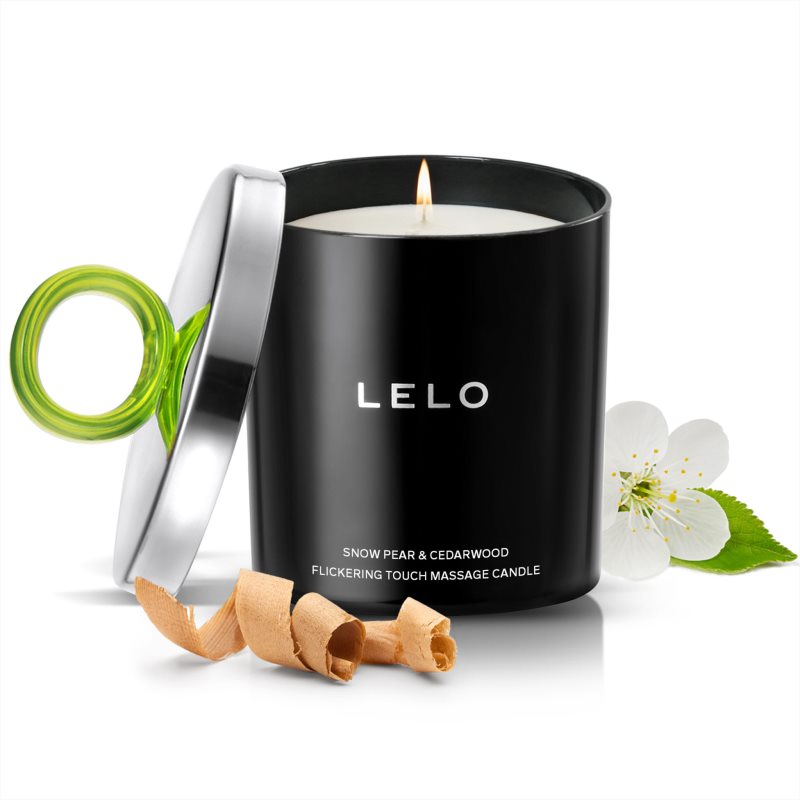 Lelo Flickering Touch Massage Candle masážní svíčka Snow Pear & Cedarwood 150 g (obrázek 3)