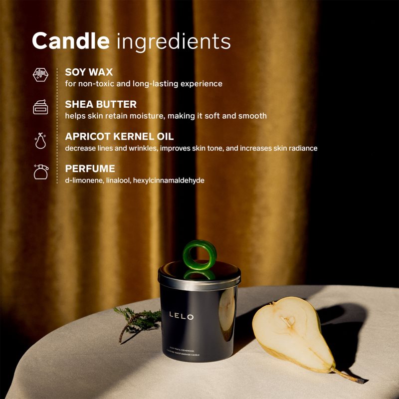 Lelo Flickering Touch Massage Candle masážní svíčka Snow Pear & Cedarwood 150 g (obrázek 5)