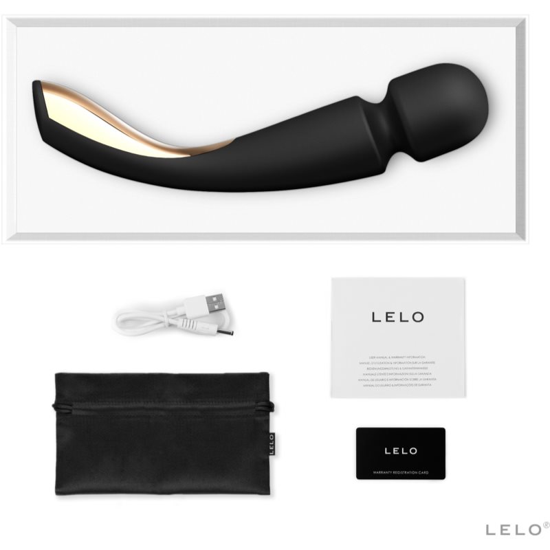 Lelo Smart Wand Massager 2 Large Baguette De Massage Et Vibromasseur Black 30 Cm