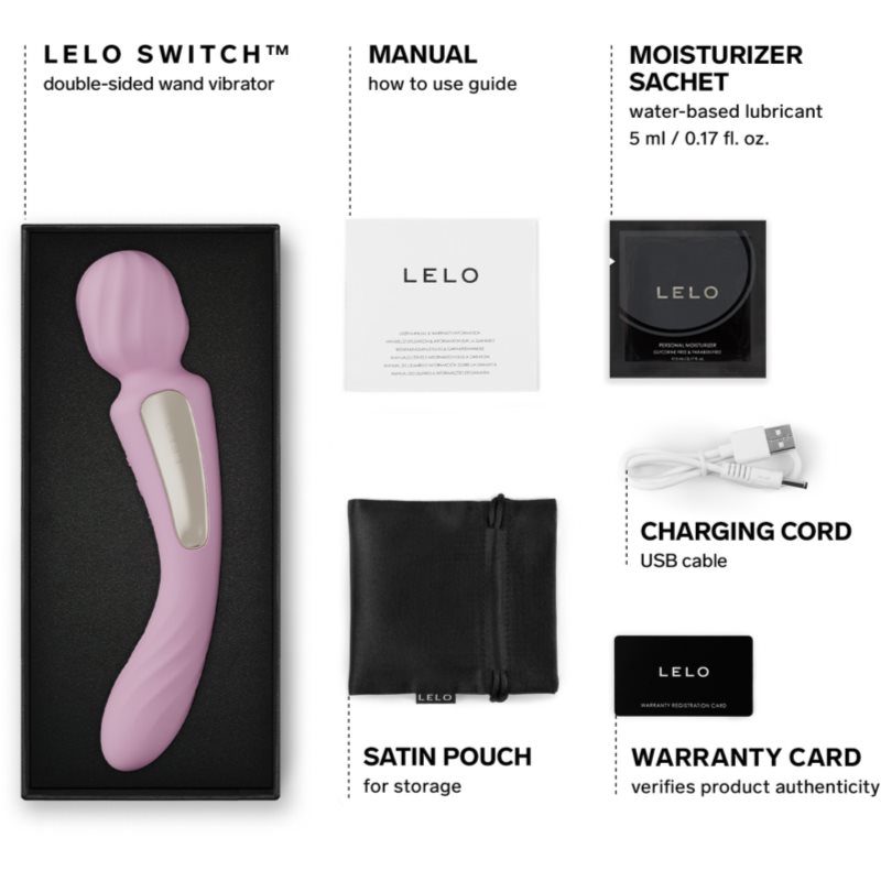 Lelo Switch 2v1 masážní hlavice a vibrátor Pink 21.3 cm (obrázek 4)