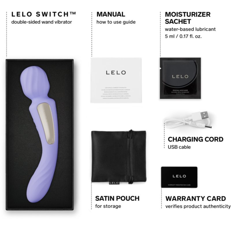 Lelo Switch 2v1 masážní hlavice a vibrátor Purple 21.3 cm (obrázek 4)