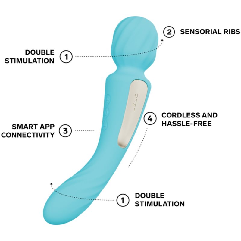 Lelo Switch 2v1 masážní hlavice a vibrátor Blue 21.3 cm (obrázek 3)