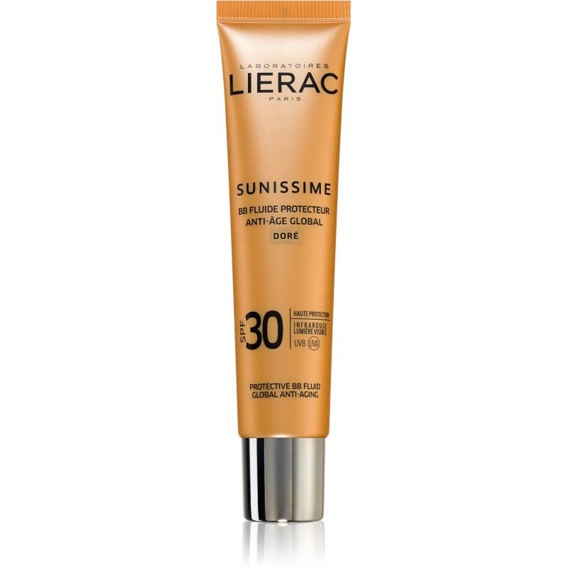 Lierac Sunissime Global Anti-Ageing Care ochranný tónovaný fluid na obličej SPF 30 odstín Golden 40 ml