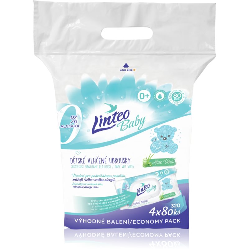 Linteo Baby Pure & Fresh finom nedves törlőkendők gyermekeknek nagy csomagolás 4x80 db