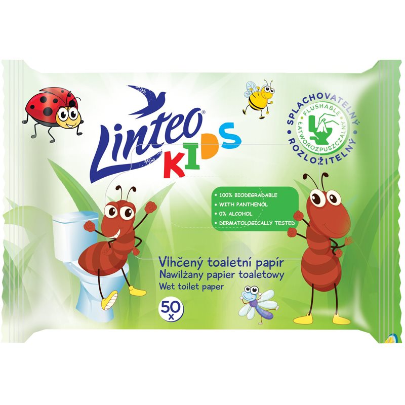 Linteo Kids Wet Toilet Paper drėgnas tualetinis popierius vaikams 50 vnt.