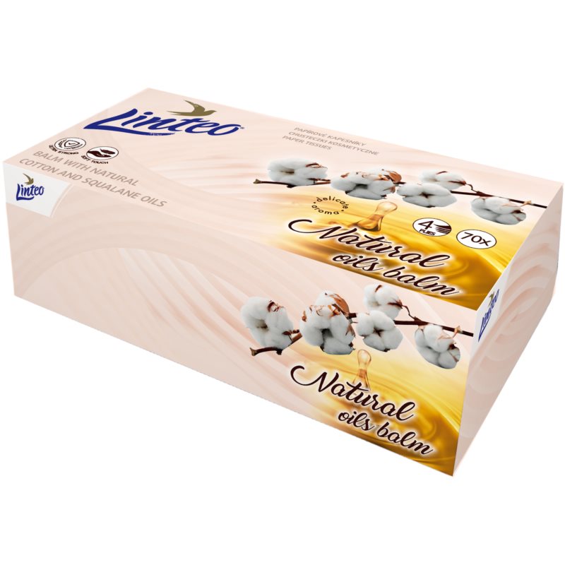 Linteo Paper Tissues Four-ply Paper, 70 Pcs Per Box серветки паперові з бальзамом 70 кс