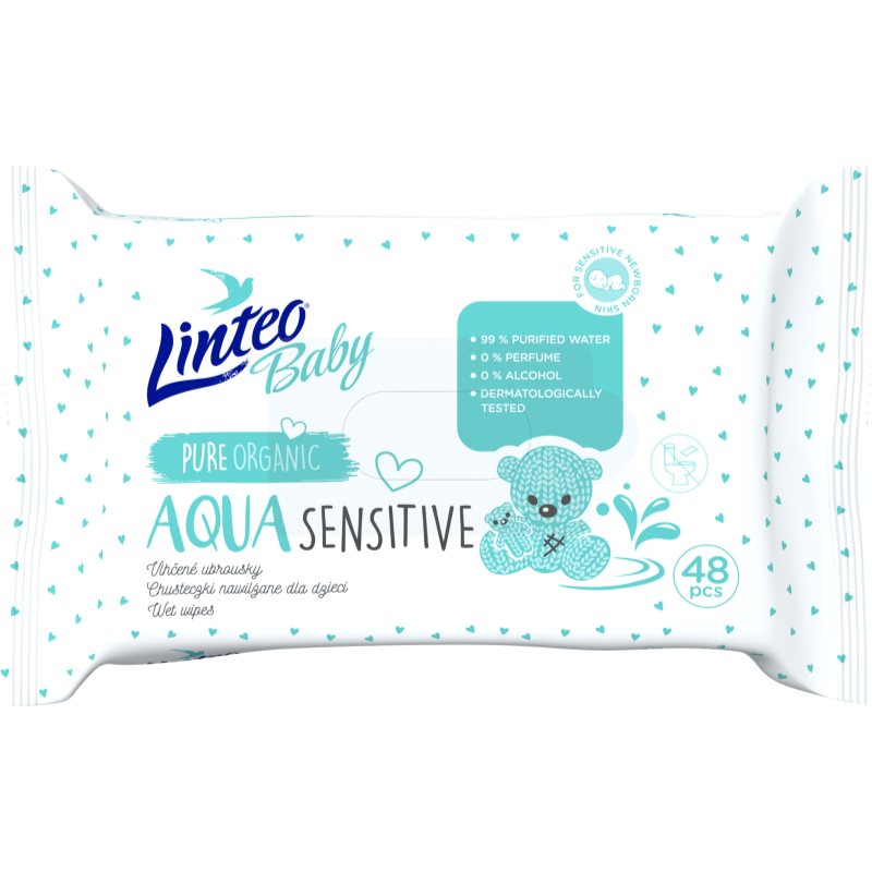 Linteo Baby Aqua Sensitive švelnios drėgnosios servetėlės kūdikiams 48 vnt.
