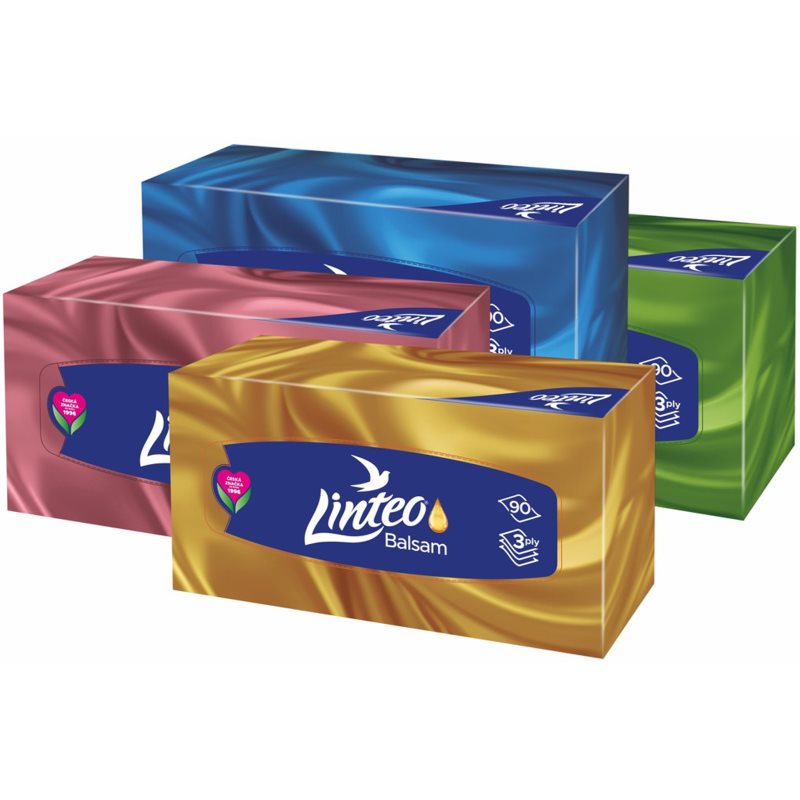 Linteo Linteo Paper Tissues Three-ply Paper, 90 pcs per box χαρτομάντηλα με βάλσαμο 90 τμχ