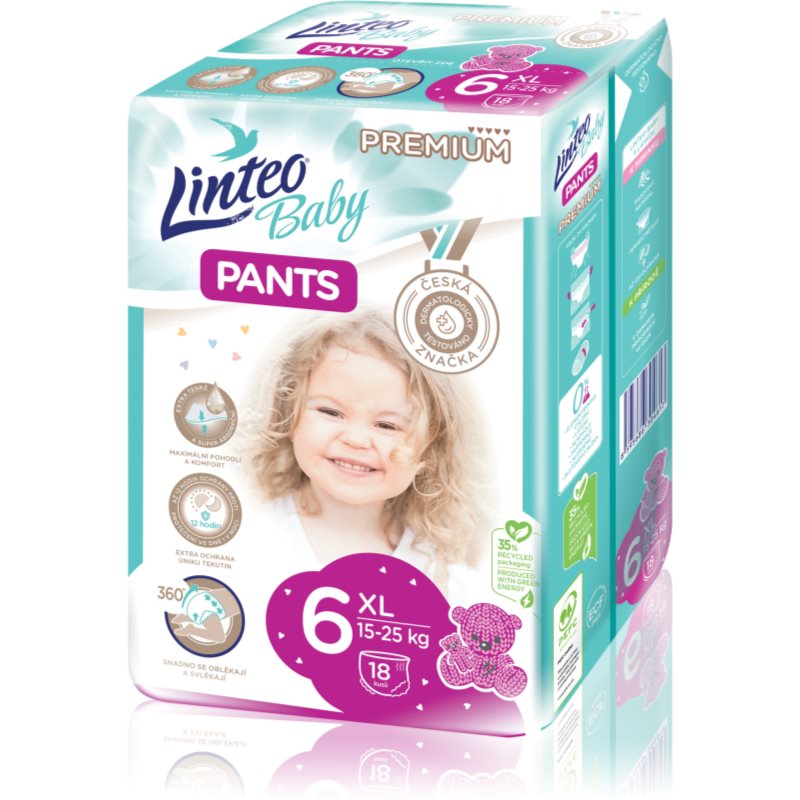 Linteo Baby Pants jednorázové plenkové kalhotky XL Premium 15-25 kg 18 ks