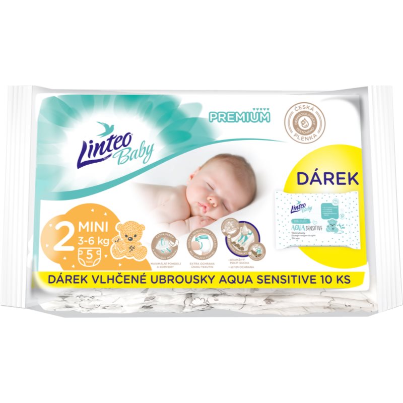 E-shop Linteo Baby Premium Mini jednorázové pleny 3-6kg 5 ks