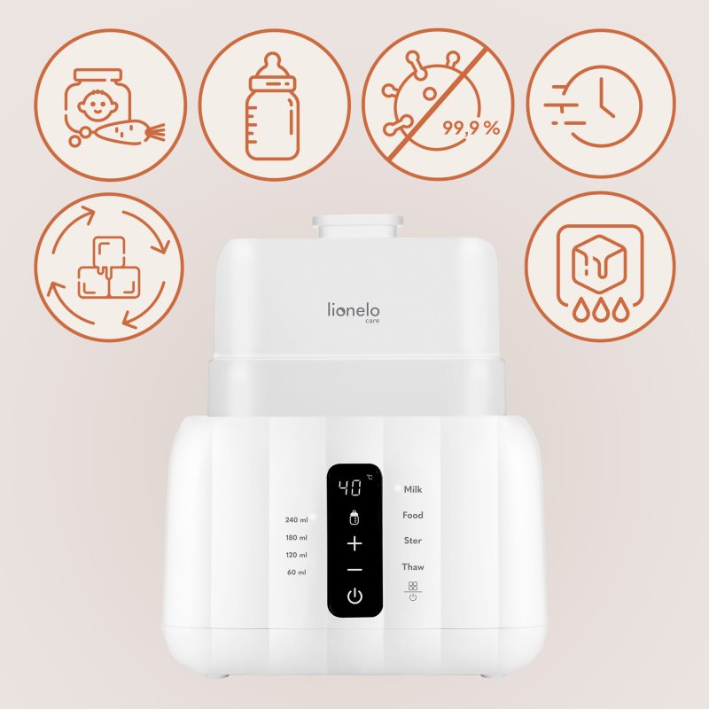 Lionelo Thermup Double White Bottle Warmer 6in1 multifunkční ohřívač kojeneckých lahví 6 v 1 1 ks (obrázek 3)