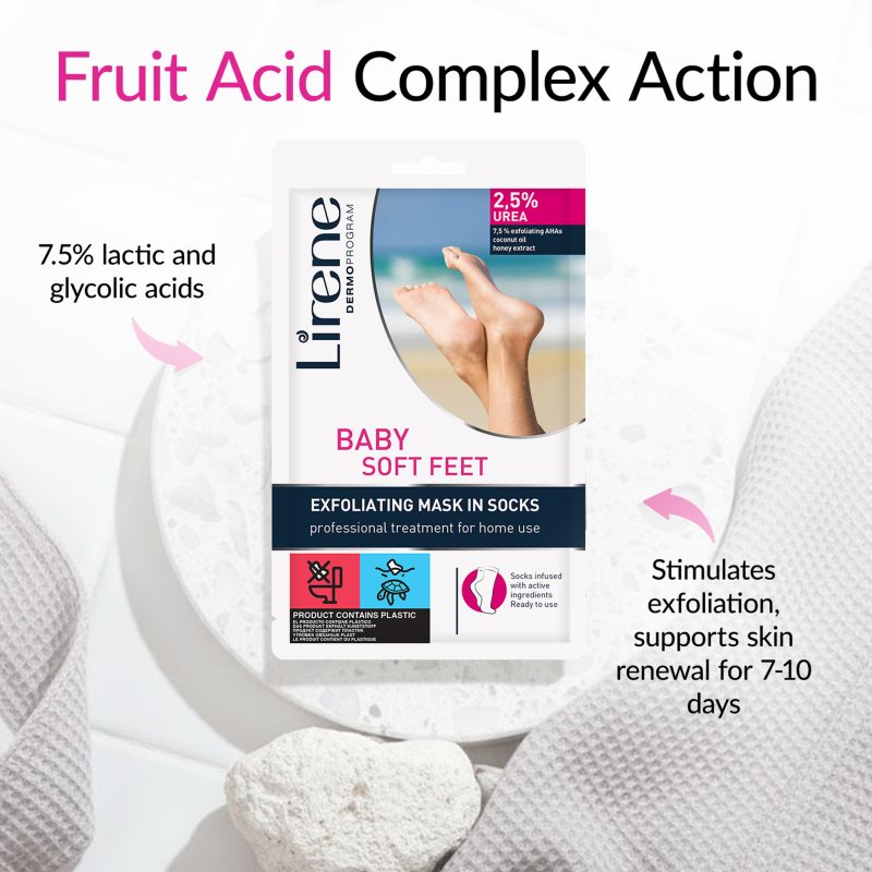 Lirene Foot Care feuchtigkeitsspendende Peeling-Socken für zartere Fußsohlen 2,5% Urea 1 Paar (Bild 4)