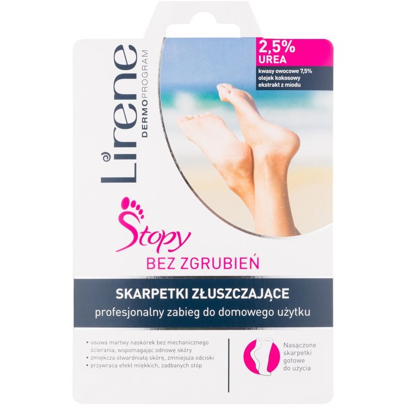 Lirene Foot Care eksfoliacijske nogavice za mehčanje in vlaženje kože stopal (2,5% Urea) 1 kos