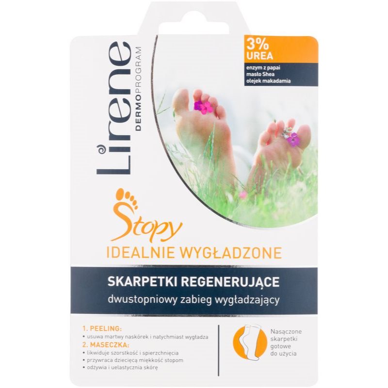

Lirene Foot Care двокрокове відновлення шкіри ніг пілінг + маска у формі шкарпеток (3% Urea)