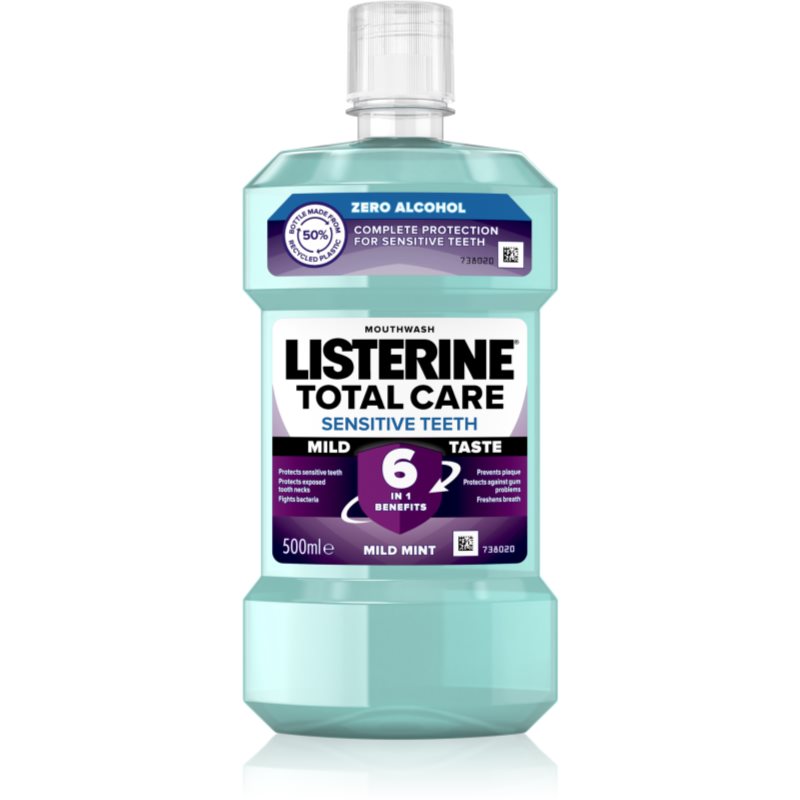 Listerine Total Care Sensitive visapusę apsaugą suteikiantis jautrios burnos skalavimo skystis 500 ml