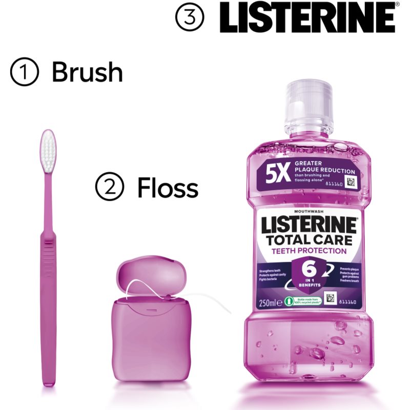 Listerine Total Care Teeth Protection ústní voda pro kompletní ochranu zubů a svěží dech Clean Mint 250 ml (obrázek 8)