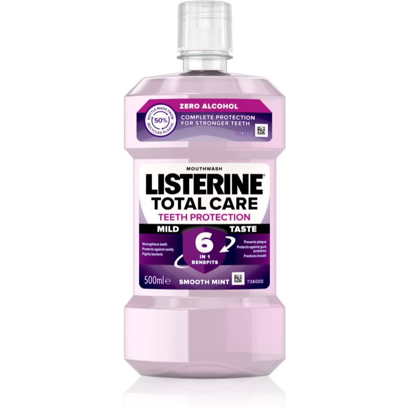 Listerine Total Care Zero visapusę apsaugą suteikiantis burnos skalavimo skystis be alkoholio kvapas Smooth Mint 500 ml