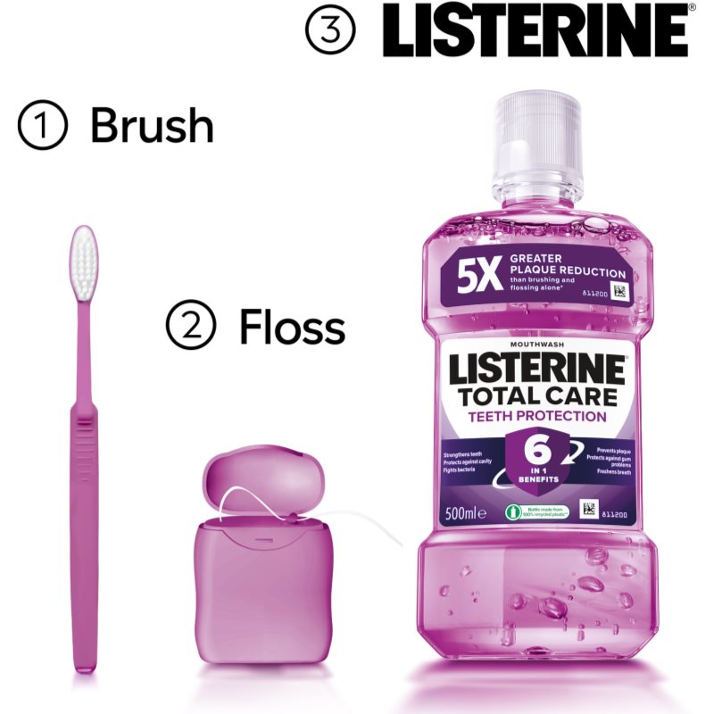 Listerine Total Care Teeth Protection ústní voda pro kompletní ochranu zubů 6 v 1 500 ml (obrázek 8)