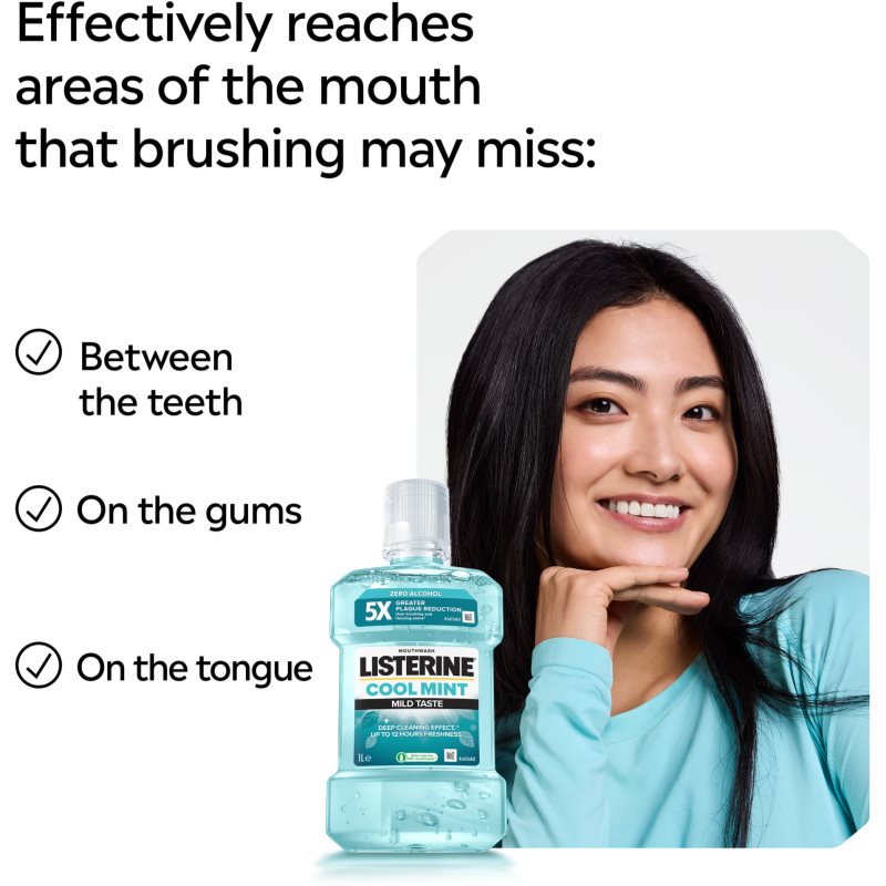 Listerine Cool Mint Mild Taste ústní voda bez alkoholu příchuť Cool Mint 1000 ml (obrázek 6)