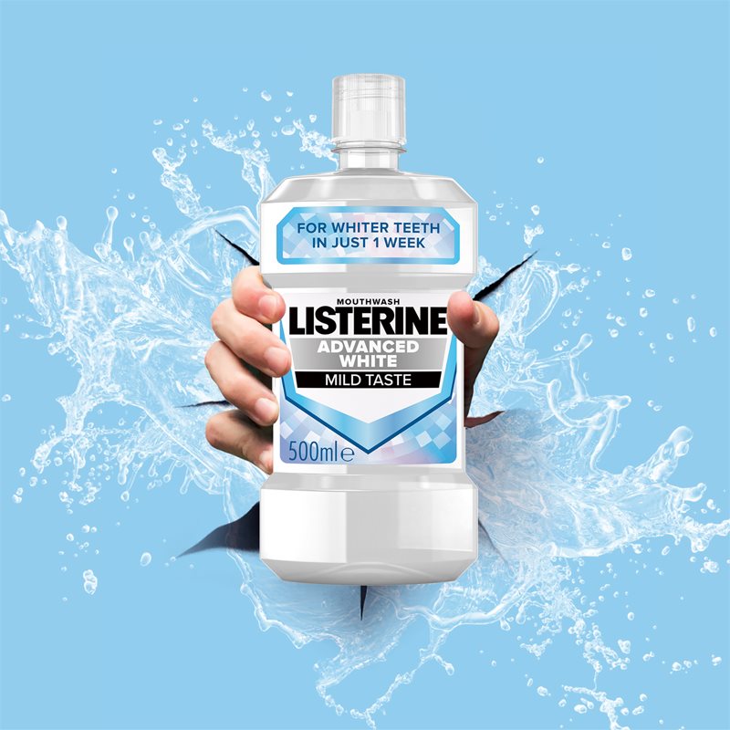 Listerine Advanced White Mild Taste рідина для полоскання ротової порожнини з відбілюючим ефектом 500 мл