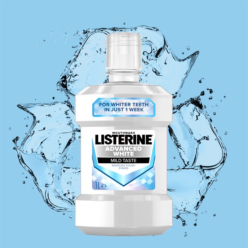 Listerine Advanced White Mild Taste рідина для полоскання ротової порожнини з відбілюючим ефектом 1000 мл