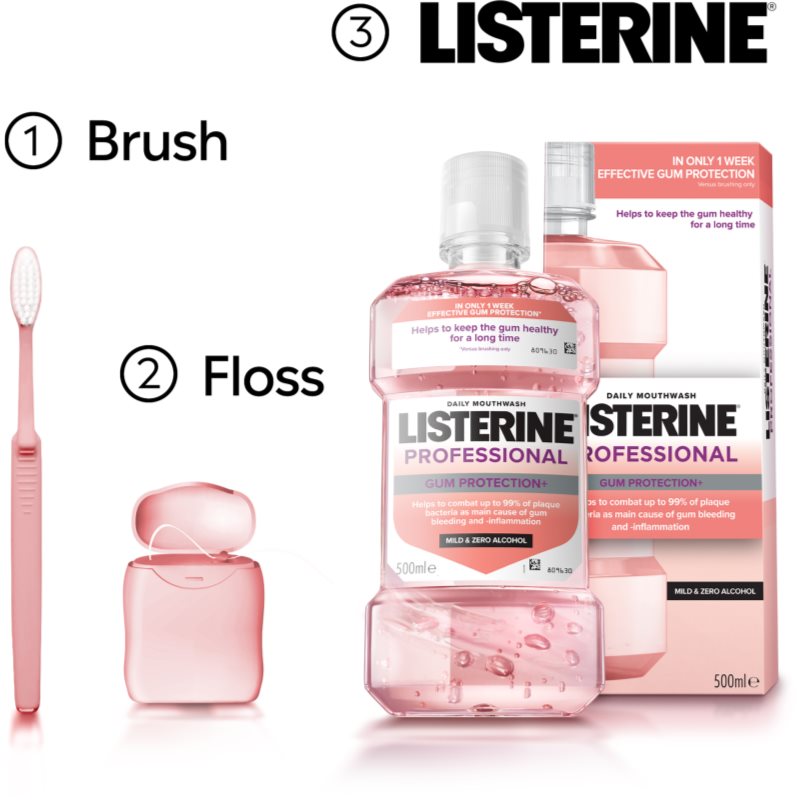 Listerine Professional Gum Protection+ ústní voda pro ochranu zubů a dásní 500 ml (obrázek 6)
