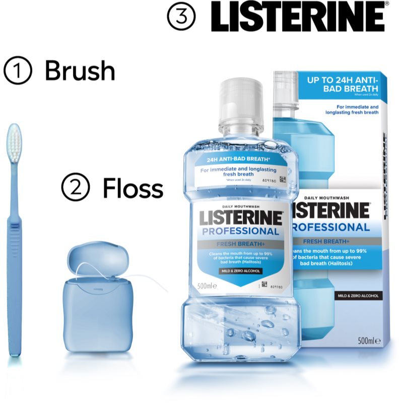 Listerine Professional Fresh Breath+ ústní voda pro svěží dech 500 ml (obrázek 8)