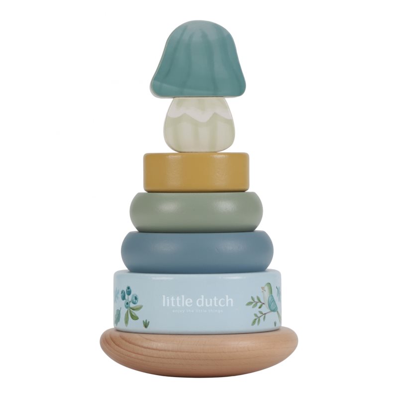 Little Dutch Forest Friends Rocking Ring Stacker nasazovací kroužky 12 m+ Blue 1 ks