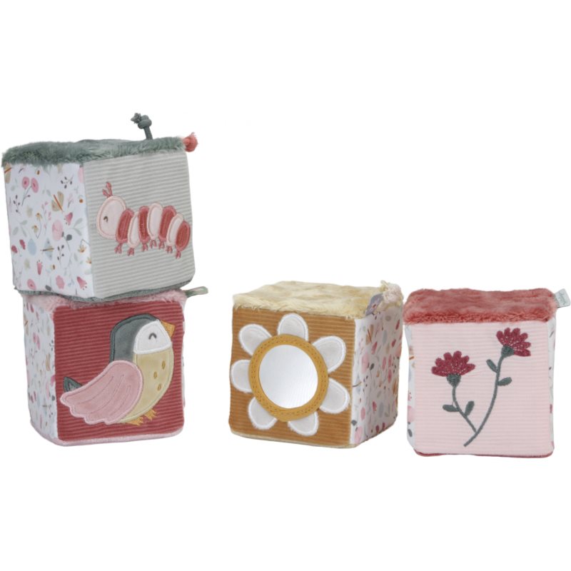 Little Dutch Set of Soft Cubes Flowers & Butterflies plyšové kocky 4 ks