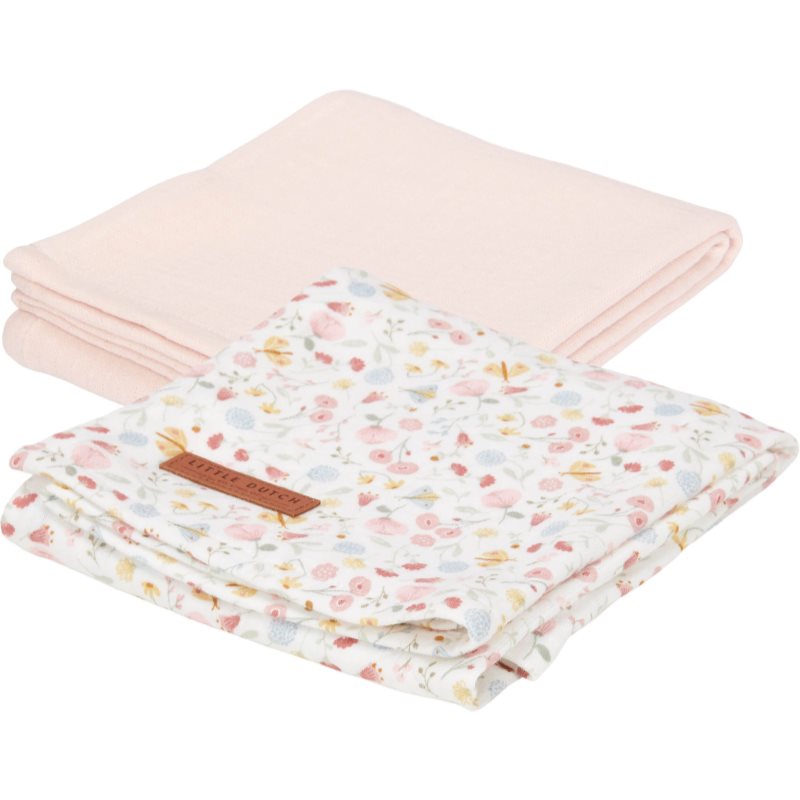 Little Dutch Swaddler Pure Soft Pink текстильні підгузки 2 шт Flowers & Butterflies 70x70 см